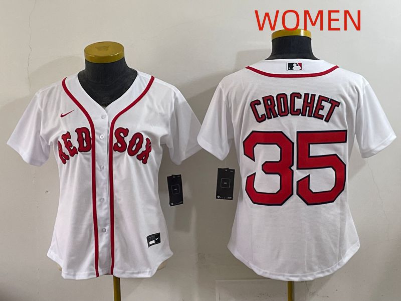 Women 2025 Boston Red Sox #35 Crochet White Game Nike MLB Jersey style 1